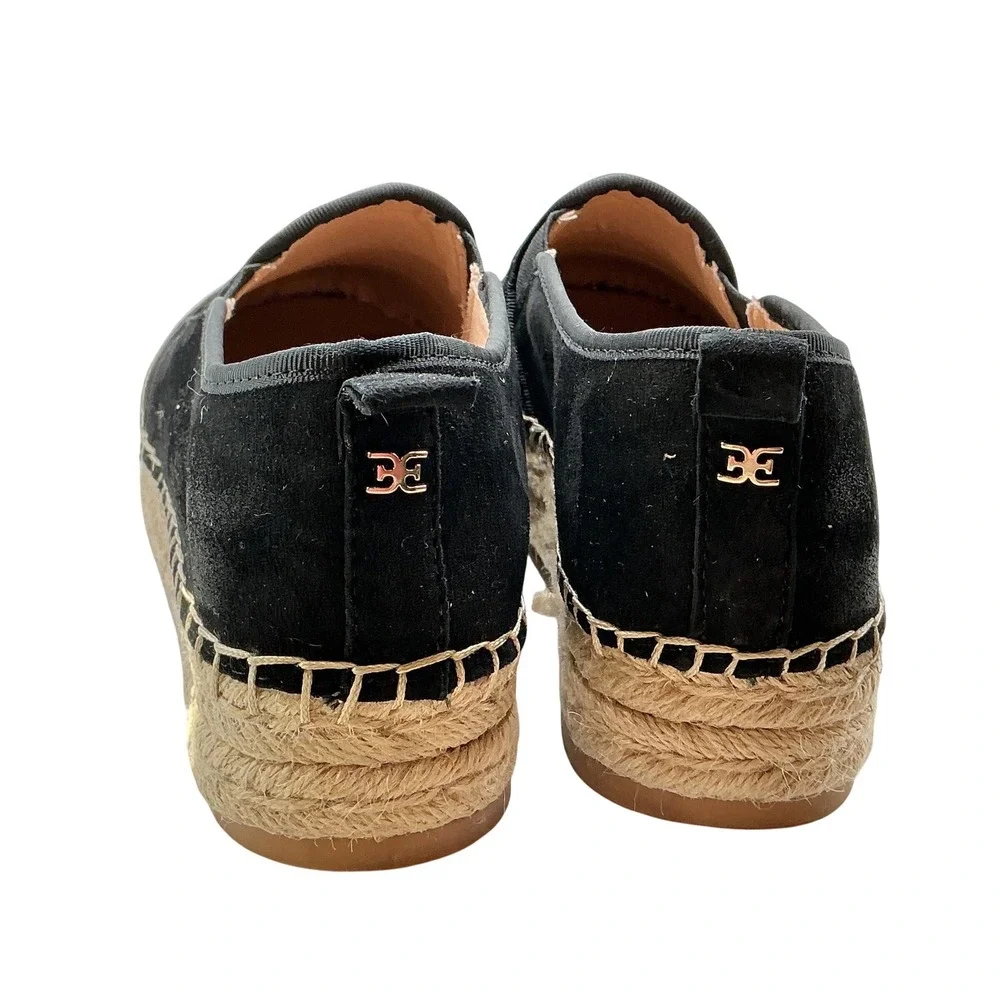 Sam Edelman Carrin Black Suede Platform Espadrille Slip‎ On Loafer Shoes  7M